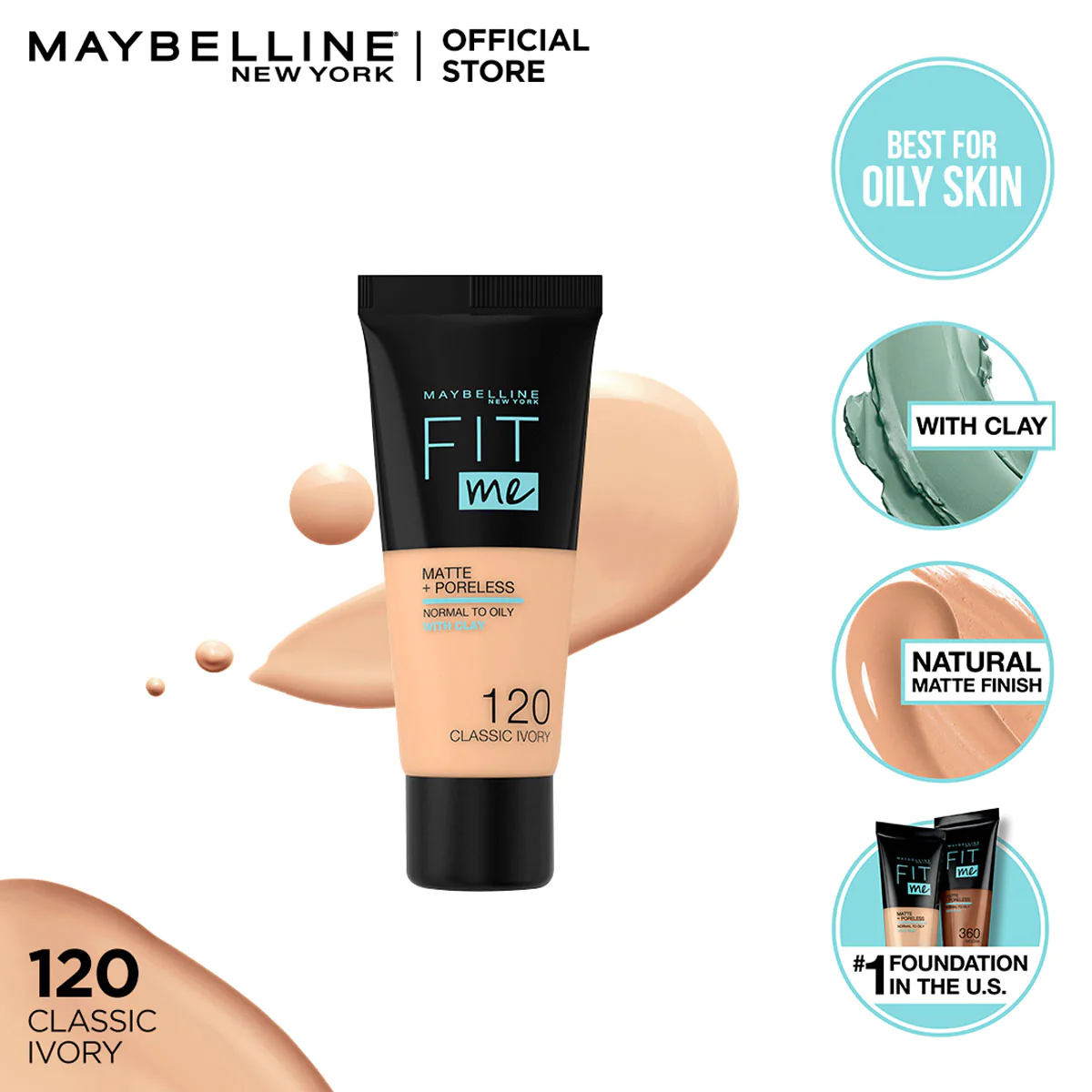 Mini Tube Fit Me Liquid Foundation Matte & Poreless-120 Classic Ivory- Maybelline – New Look